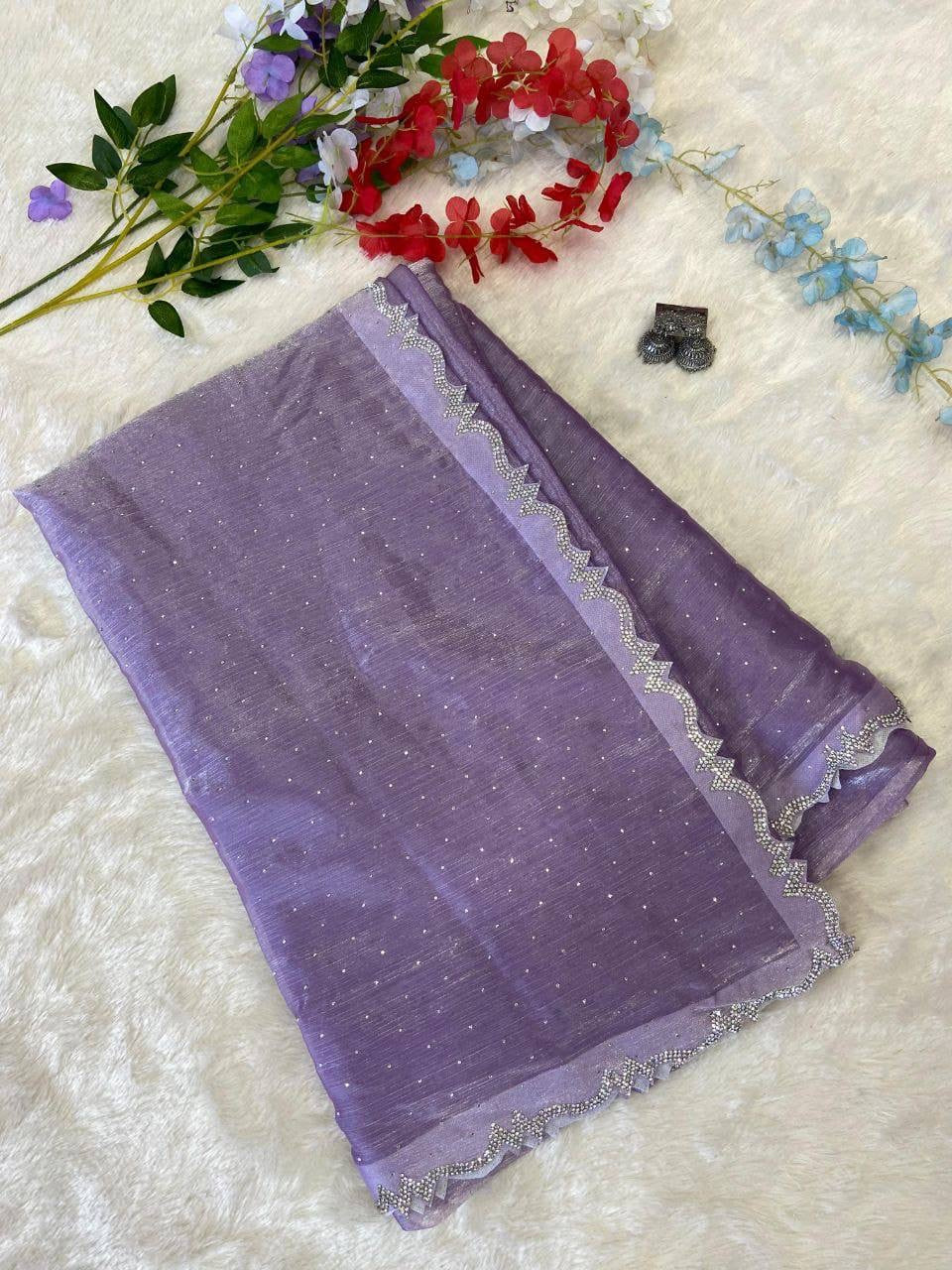 AMELIE - Shimmer Silk Saree with Stone Border