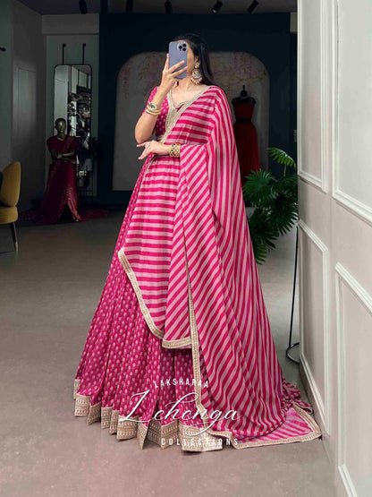 Laksharaa Sarees PREETI lehenga Pink Draped Dupatta View