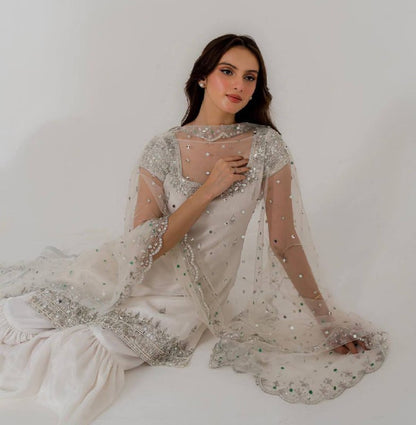 Laksharaa Sarees Premium Butter Silk Sharara White