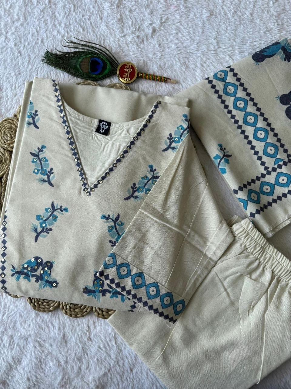 Festive Special Ivory Kadhi Kurti Set