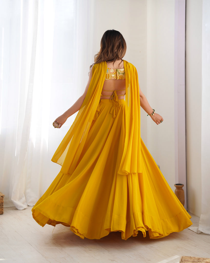 Haldi Special Georgette Lehenga [ Readymade ]