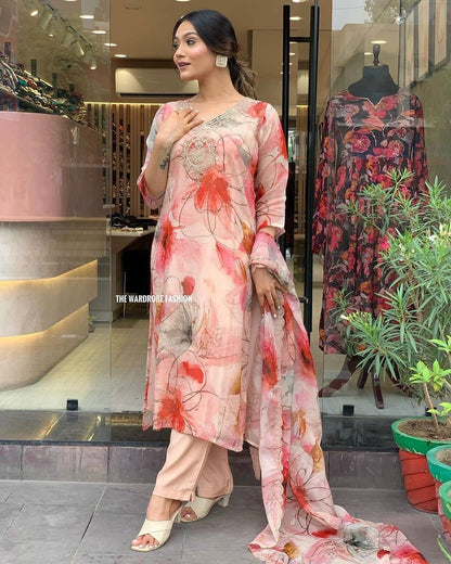 Sonal Peach Kurti Set