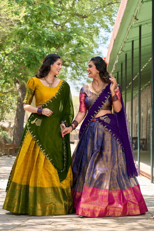 Meenaxi - Half Sarees Kanchi Banarasi Lehenga