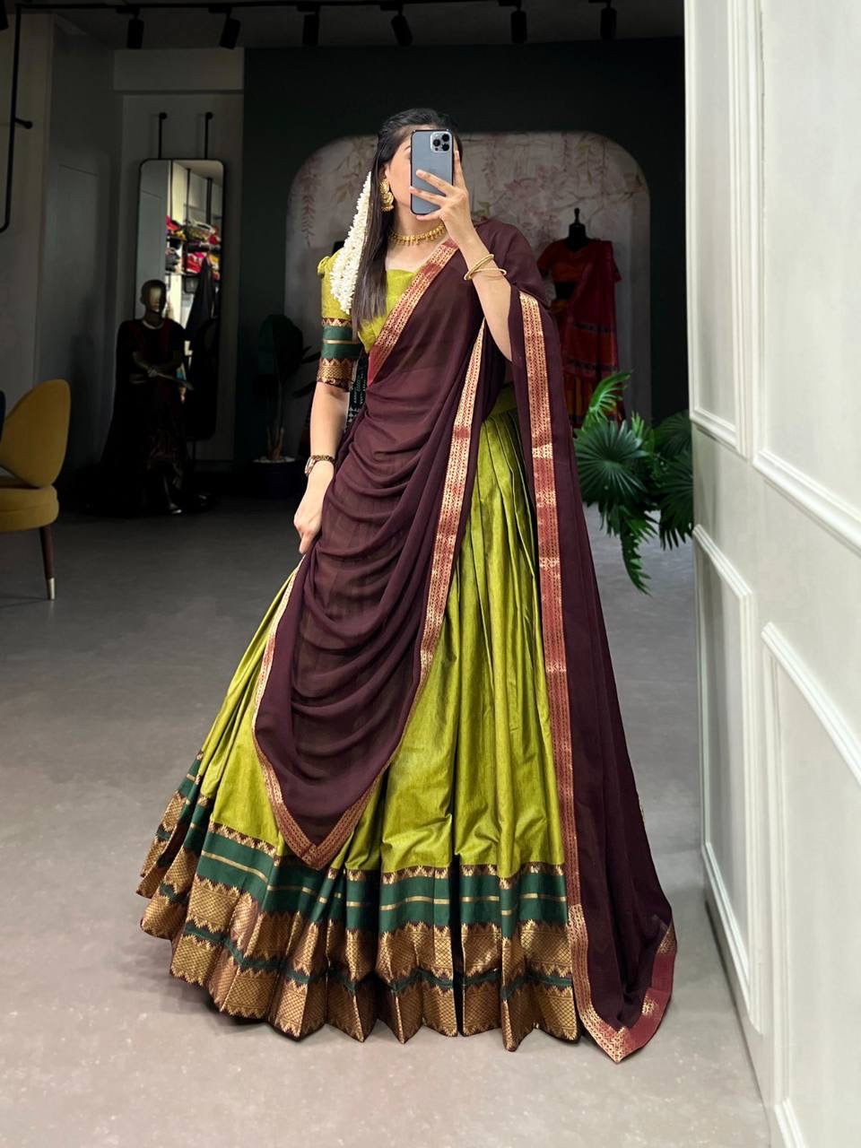 RADHA - Half Sarees Kanchi Banarasi Lehenga