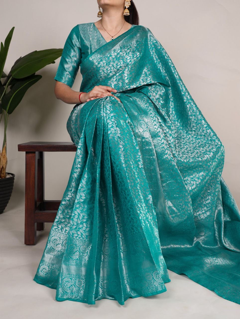 Softy Silk Saree in Silver Zari