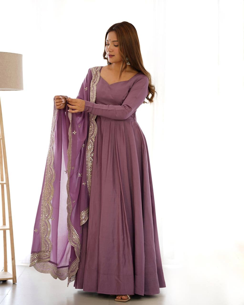 Purple Anarkali suit