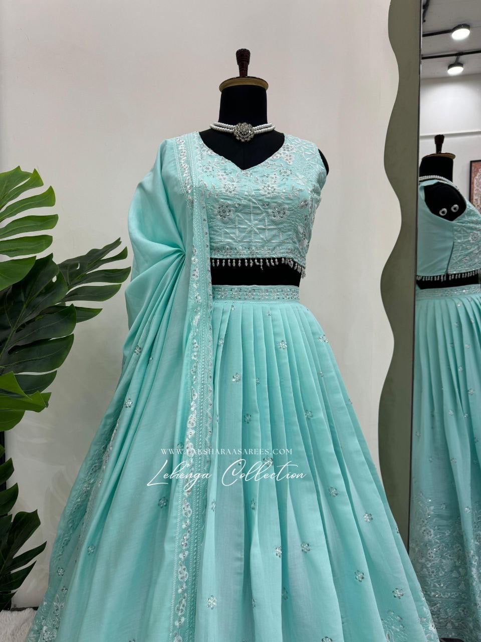 Pastel Blue Georgette Lehenga