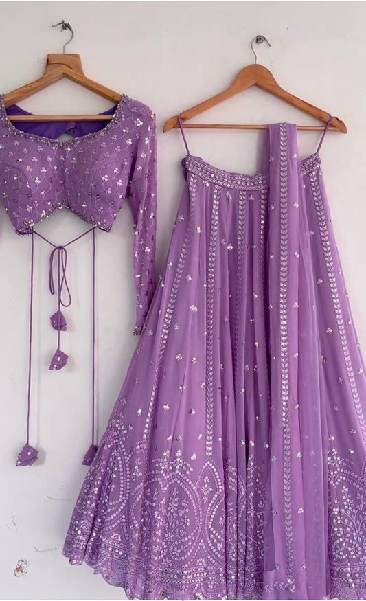 LINI - Lilac Purple Georgette Lehenga