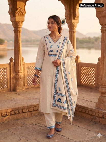 Festive Special Ivory Kadhi Kurti Set