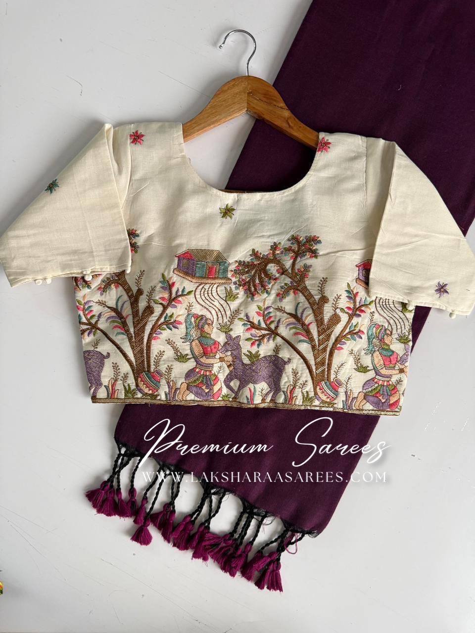 Laksharaa Sarees SWATHY Saree and Blouse Set Purple