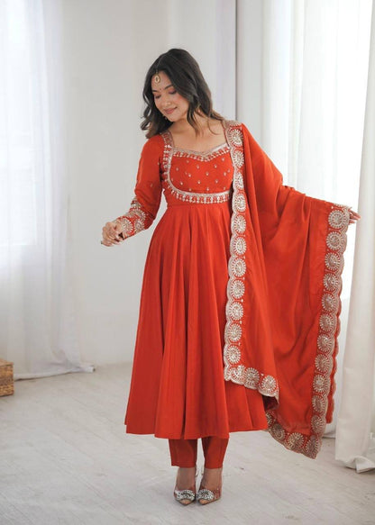 Laksharaa Sarees MASAKALI — Anarkali Suit Burnt Orange