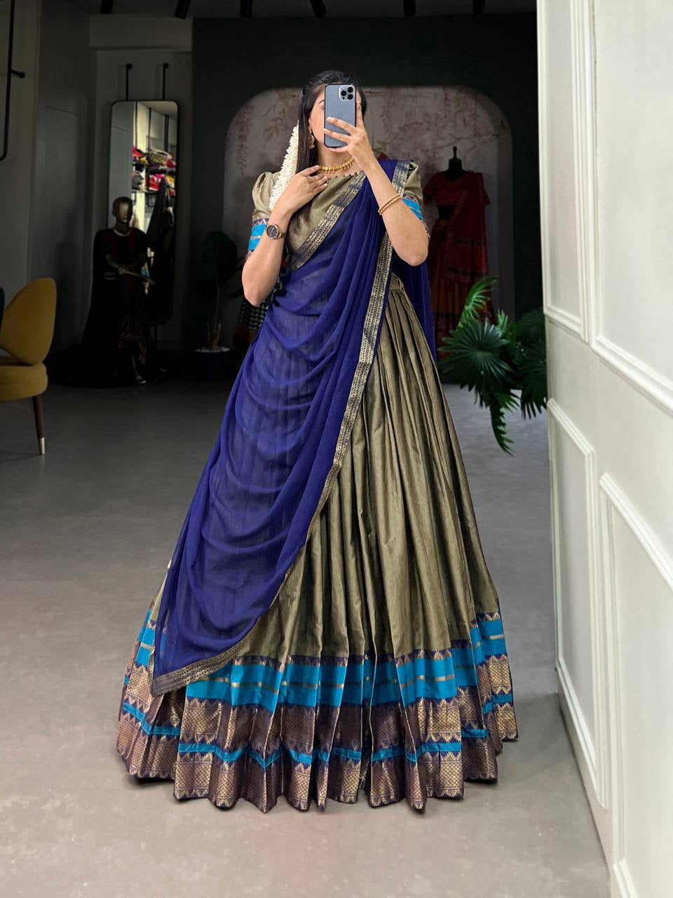 RADHA - Half Sarees Kanchi Banarasi Lehenga