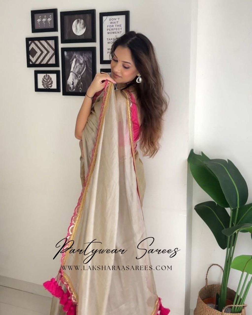 DISHAA - Tissue Saree x Tassel Border