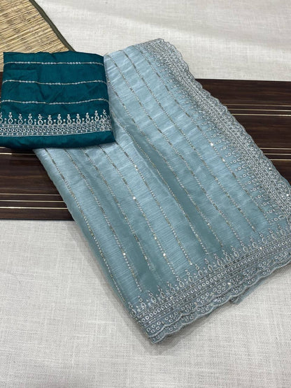 SAMARA 2.0 - Pastel Designer Shimmer Saree