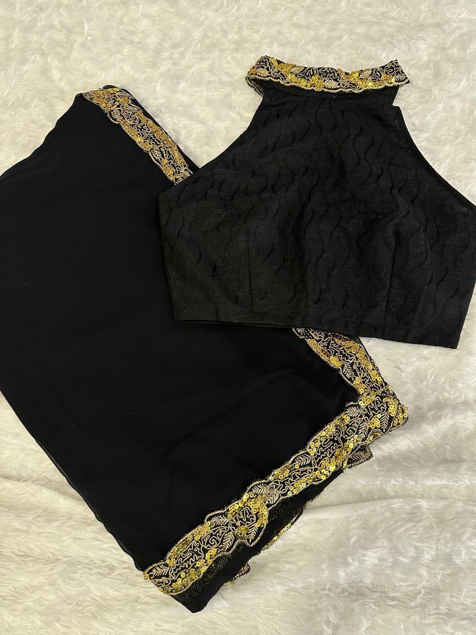 Black X Gold Partywear Saree