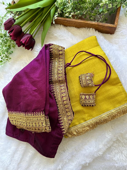 SANTOSHI - Soft Tissue Saree x Readmade Blouse