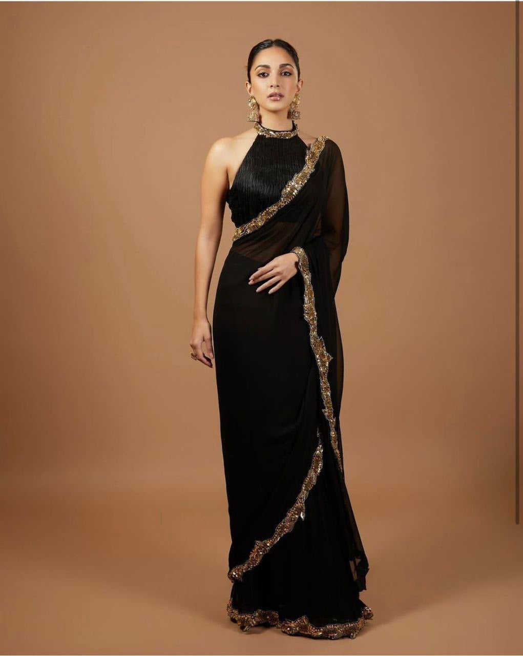 Black X Gold Partywear Saree