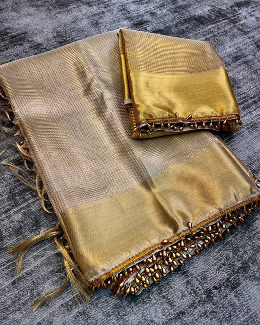 Gold Tissue Saree x Cute Border