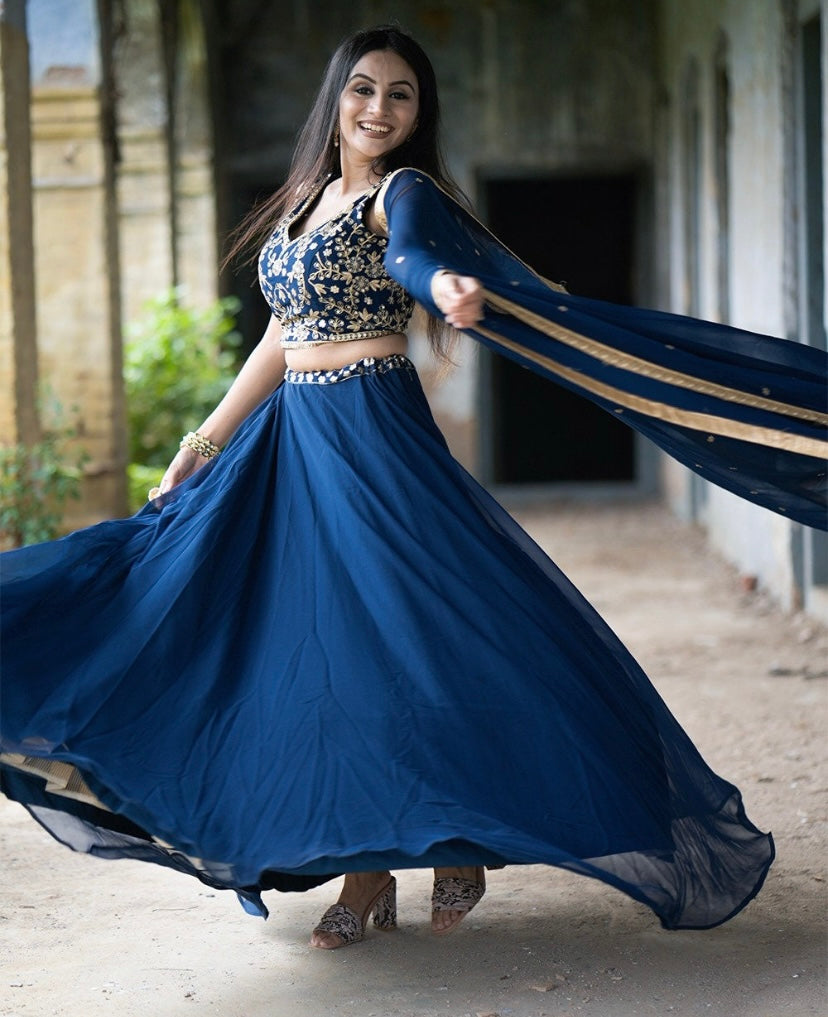 NAOMI - Blue Lehenga x Designer Blouse