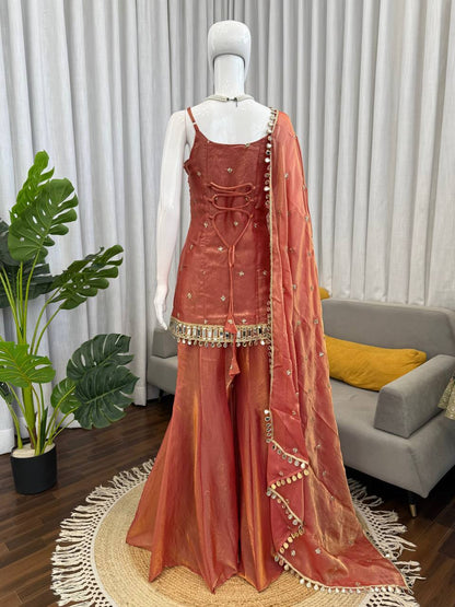 Laksharaa Sarees MEHREEN Sharara Burnt Orange Back View