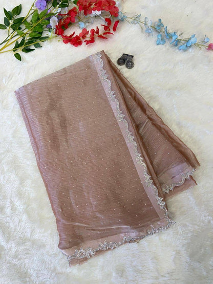 AMELIE - Shimmer Silk Saree with Stone Border