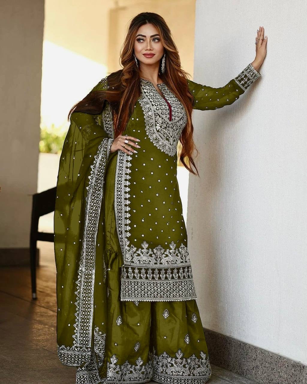 SAMRAT - Sharara Suit x Silver Embroidered work