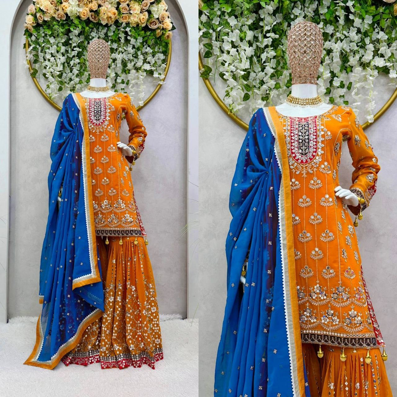 KAVLEEN 2.0 — Orange Designer Sharara Suits