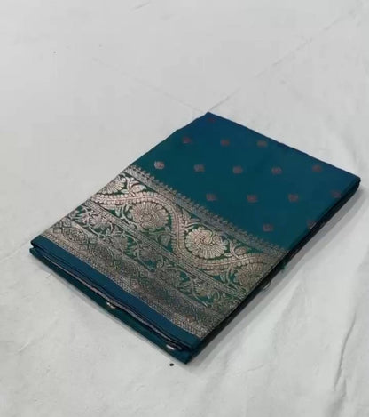 Laksharaa Sarees NILA — Banarasi Soft Silk Saree Teal