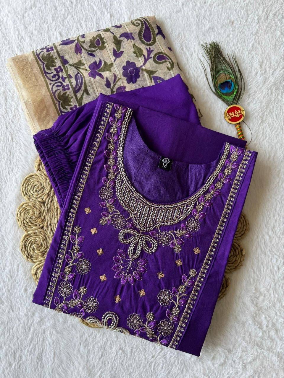 Laksharaa Sarees Kurti Set Purple Angled View