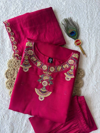 Laksharaa Sarees Kurti set Pink Folded view on woven mat