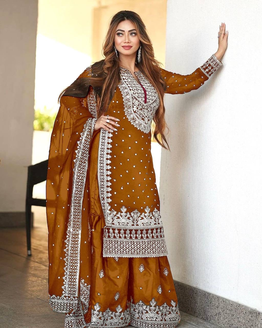 SAMRAT - Sharara Suit x Silver Embroidered work