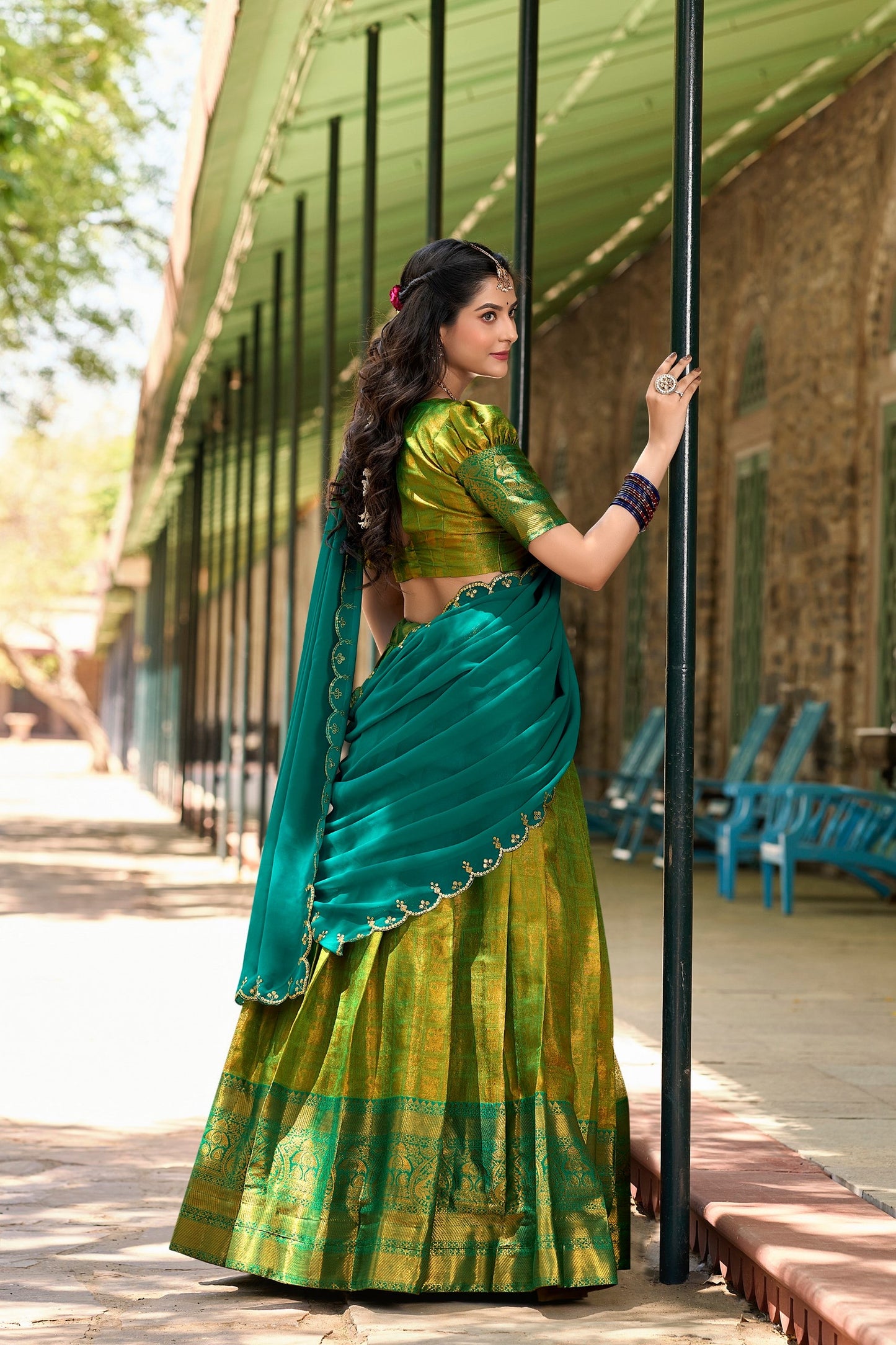 Meenaxi - Half Sarees Kanchi Banarasi Lehenga