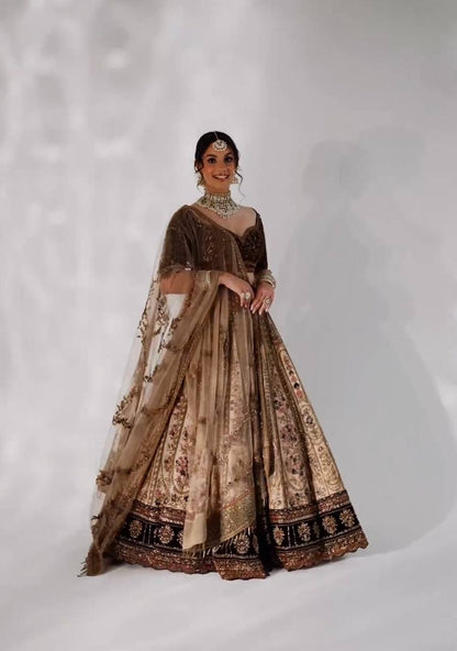 Maroon x Coffee Bridal Lehenga