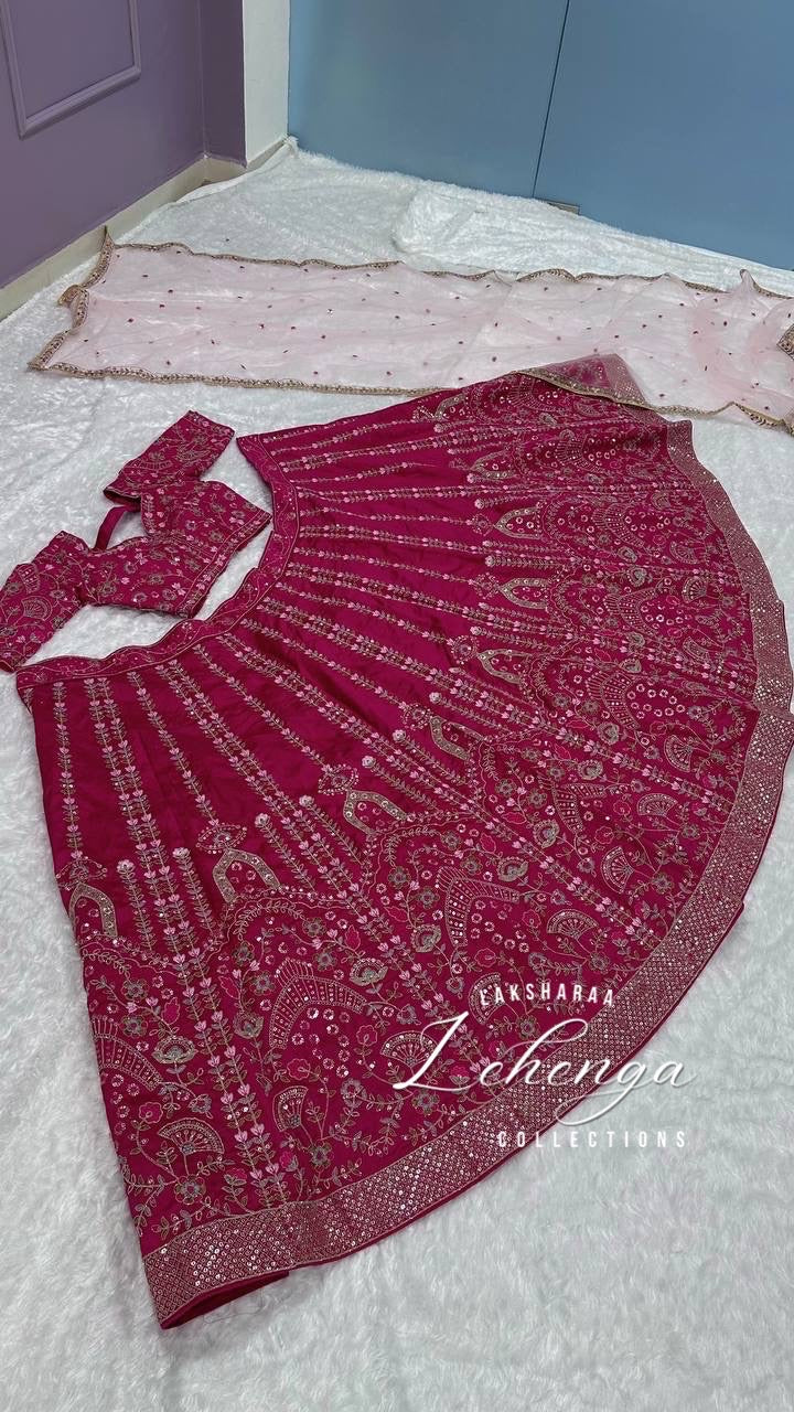 Rani Pink Premium Floral Lehenga