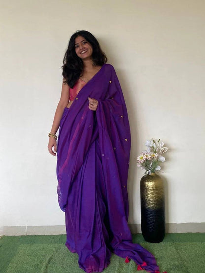 Khadhi Cotton Sarees x Tassel Border