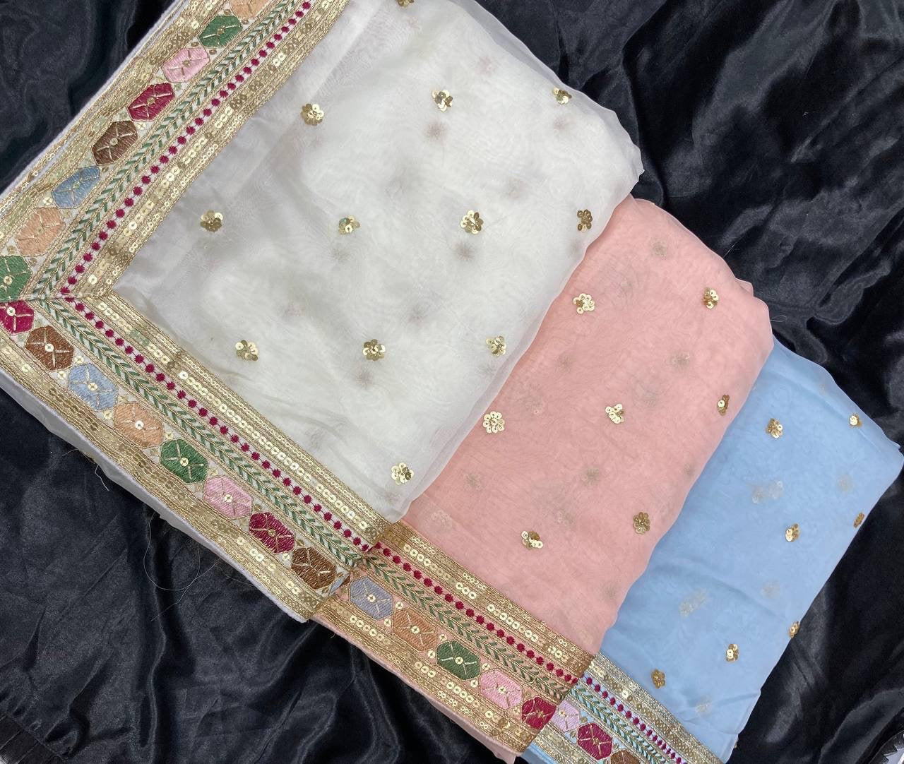 Ahana Tabby Organza Silk Saree with beautiful borders