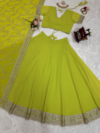 Saboor - Lime Green Lehenga 
x Grand Duppata