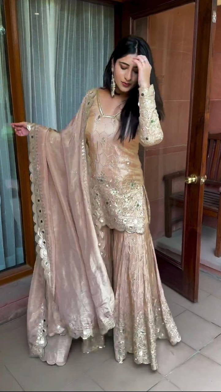 RITA - Champagne Gold Sharara Suit