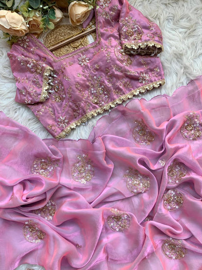 JESSIE — Shimmer Space Silk Saree x stitched blouse - Laksharaa Sarees