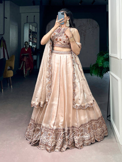 Laksharaa Sarees LEAH — Premium Shimmer Crush Partywear Lehenga Champagne