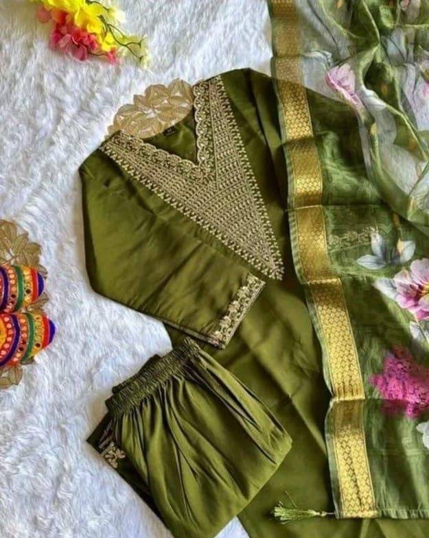 Laksharaa Sarees Festive Special Kurtis Set Olive Green