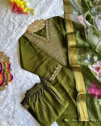 Laksharaa Sarees Festive Special Kurtis Set Olive Green