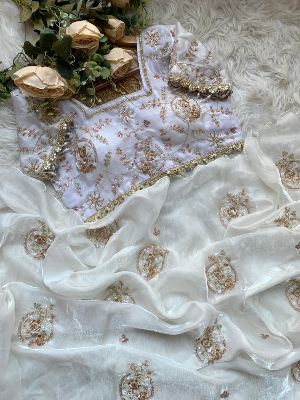 JESSIE — Shimmer Space Silk Saree x stitched blouse - Laksharaa Sarees