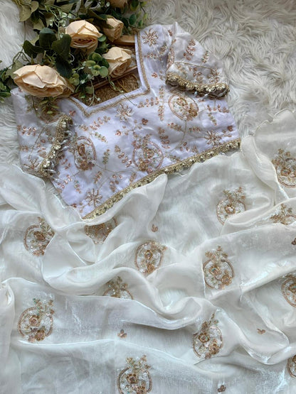 JESSIE — Shimmer Space Silk Saree x stitched blouse - Laksharaa Sarees