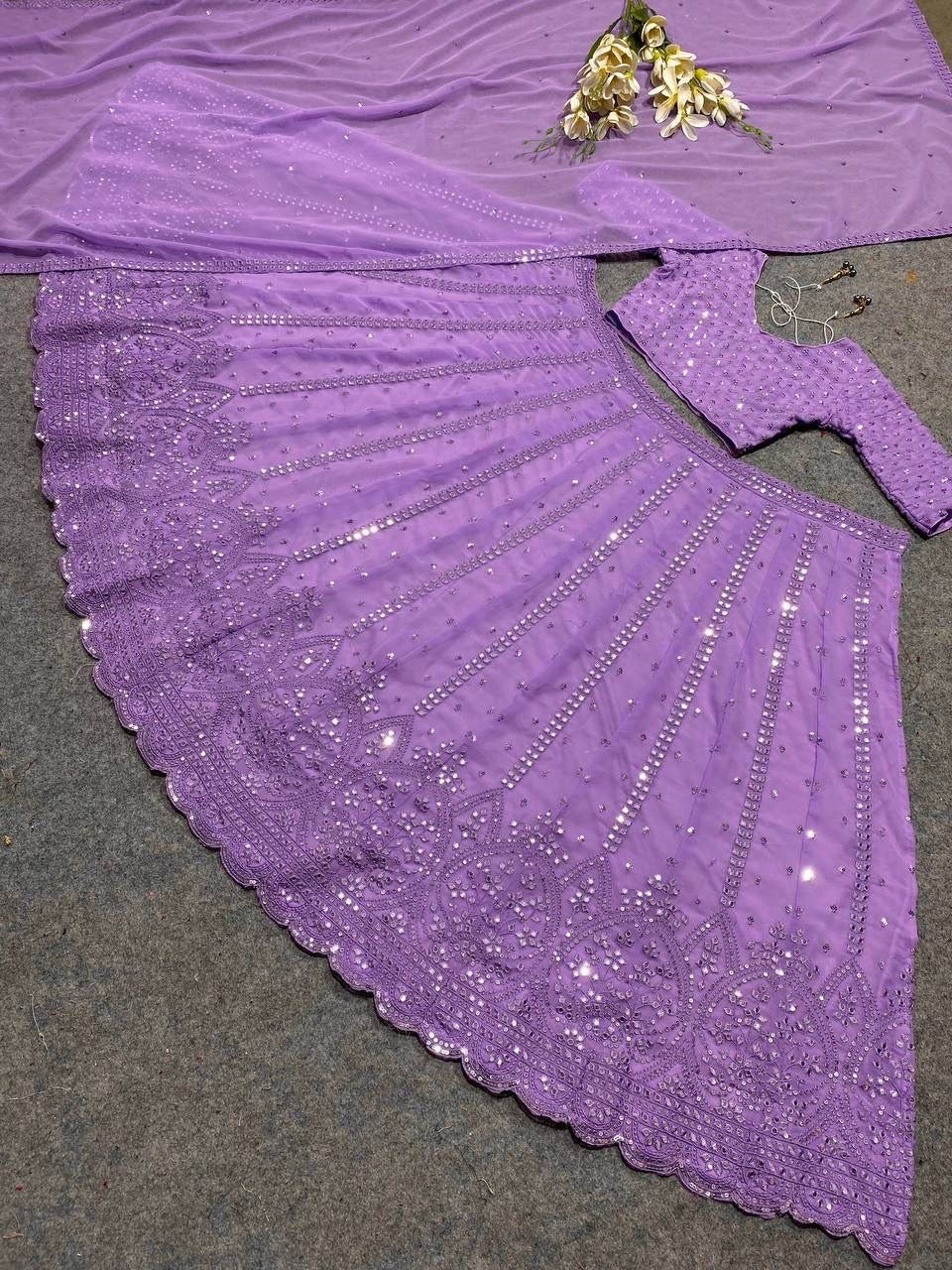 LINI - Lilac Purple Georgette Lehenga