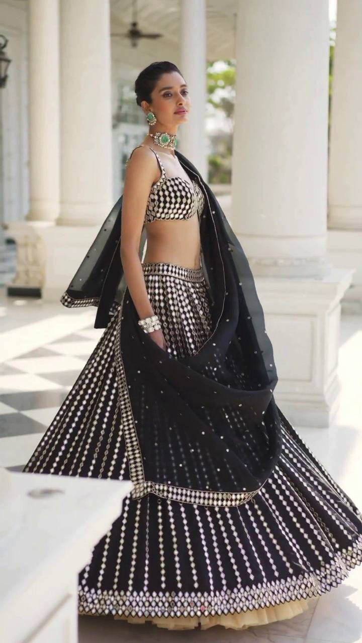 NERISA —  Black x Silver Premium Lehenga