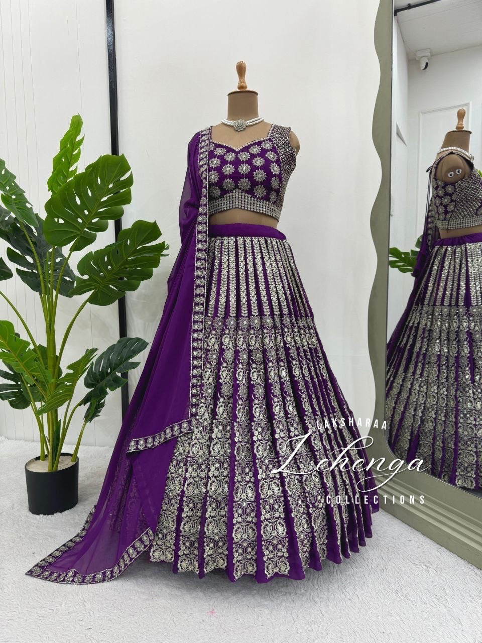 PENELOPE — Purple Georgette Embroidered Lehenga