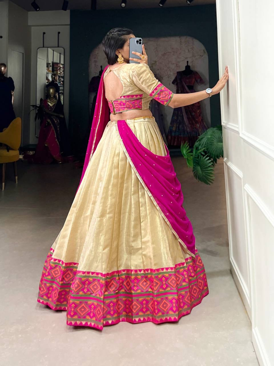 SAMYUKTA - Half Sarees Jacquard Silk Lehenga