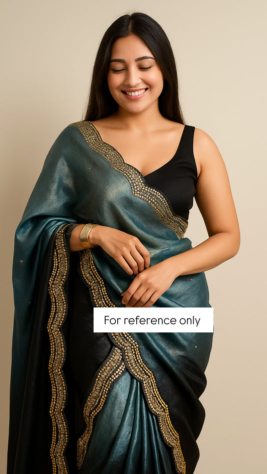 MONICA — Ombré Shimmer Saree with scallop stone border work