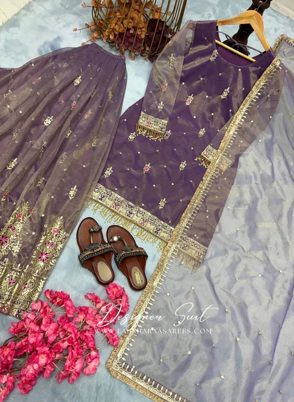 Purple Shimmer Pallazo Suit